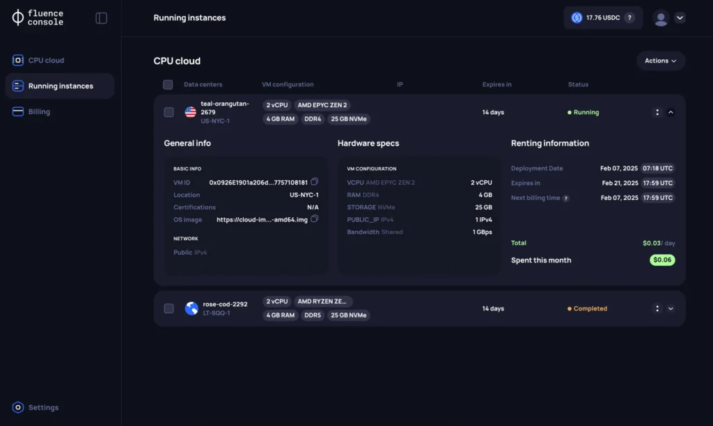 Fluence Virtual Servers